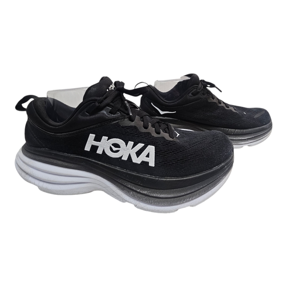 Hoka bondi 8 black and white running shoes size 8.5